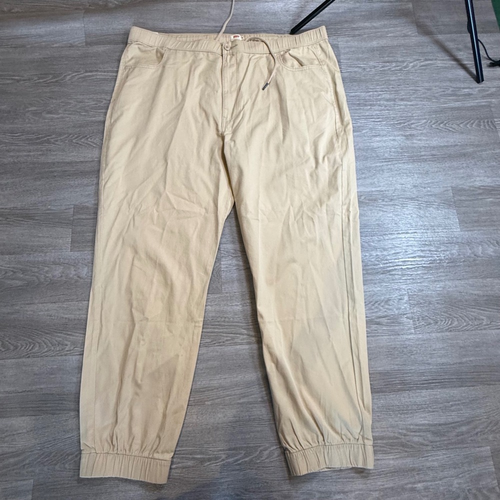 Levis Mens Khaki Tan Jogger Pants Elastic Waist Drawstring Size 3XL PCL-001 NWOT